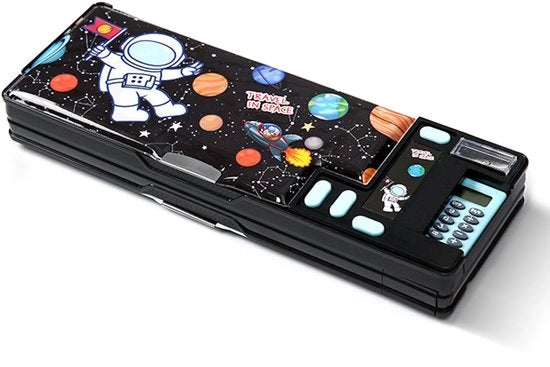 Etui Pop-Up Multifunzionale per Ragazzi e Ragazze, Penna Organizzatore Cartoon, Strumenti da Scrivere, Sfumettaggio, Agenda, Tabellone Bianco, Materiale Scuola (Nero)