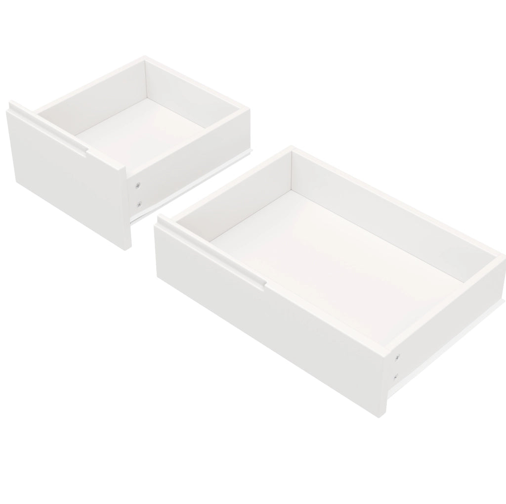 Isola da cucina 122x74.5x91.5 cm pieghevole con 8 cassetti; MDF bianco