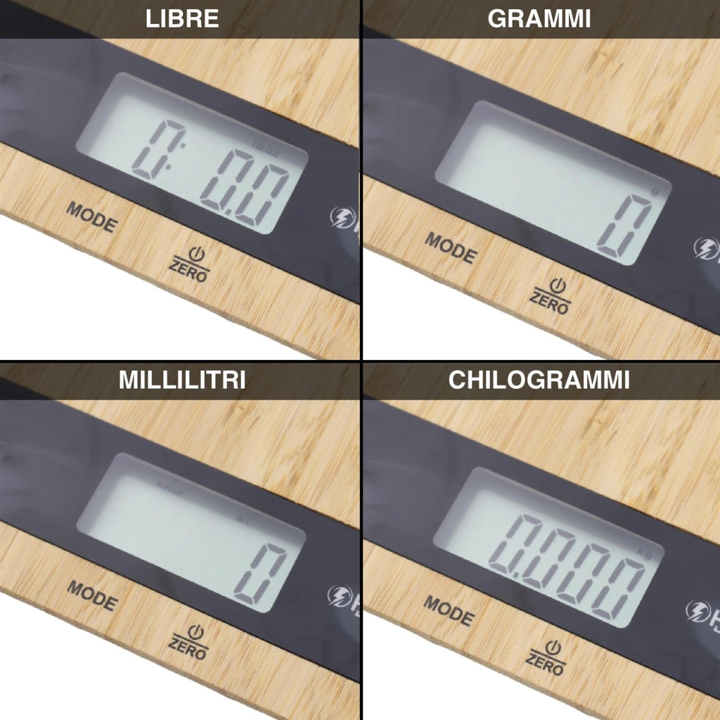 HIGH-TECH BILANCIA BAMBOO DIGITALE CON CAPACITÀ MASSIMA DI 5 KG MARRONE