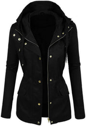 Parka da donna in cotone, giacca da trench casual, colore nero, misura 36, codice PK-02