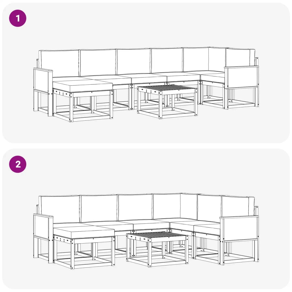 Set di divani da esterno 8 pcs Naturale e Antracite Poliestere 3385408