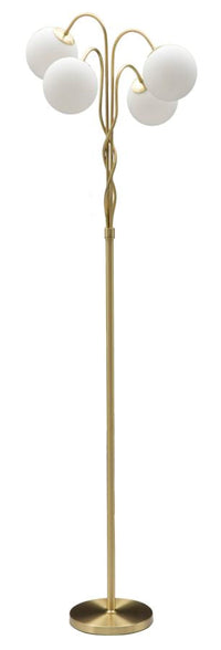 Lampada da Terra Glamy 4 Light Ø54x176 cm in Ferro e Vetro Bianco e Oro