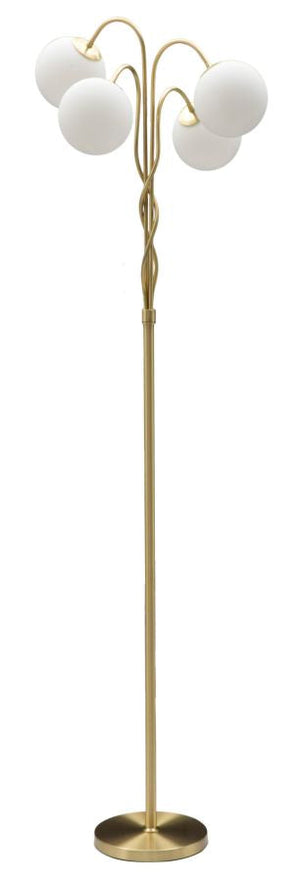 Lampada da Terra Glamy 4 Light Ø54x176 cm in Ferro e Vetro Bianco e Oro