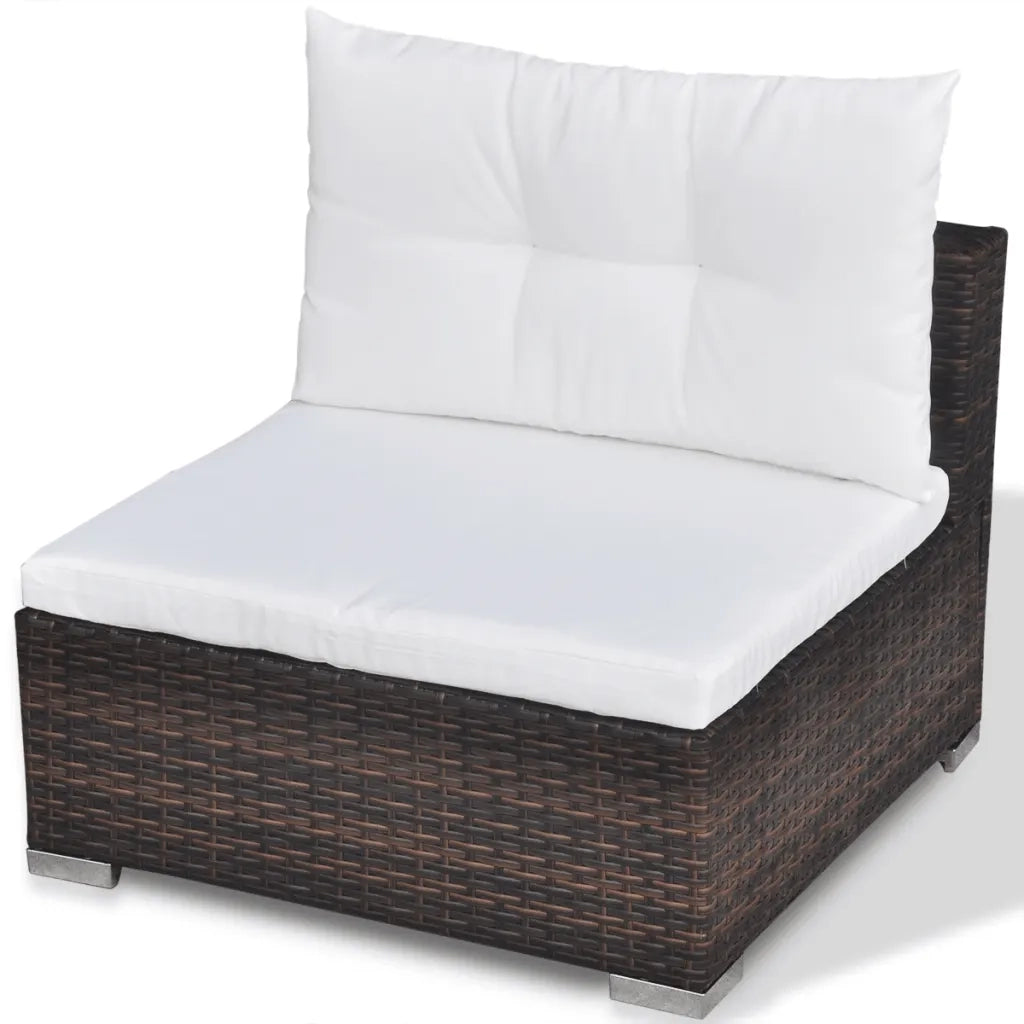 Set Divani da Giardino 5 pz con Cuscini in Polyrattan Marrone