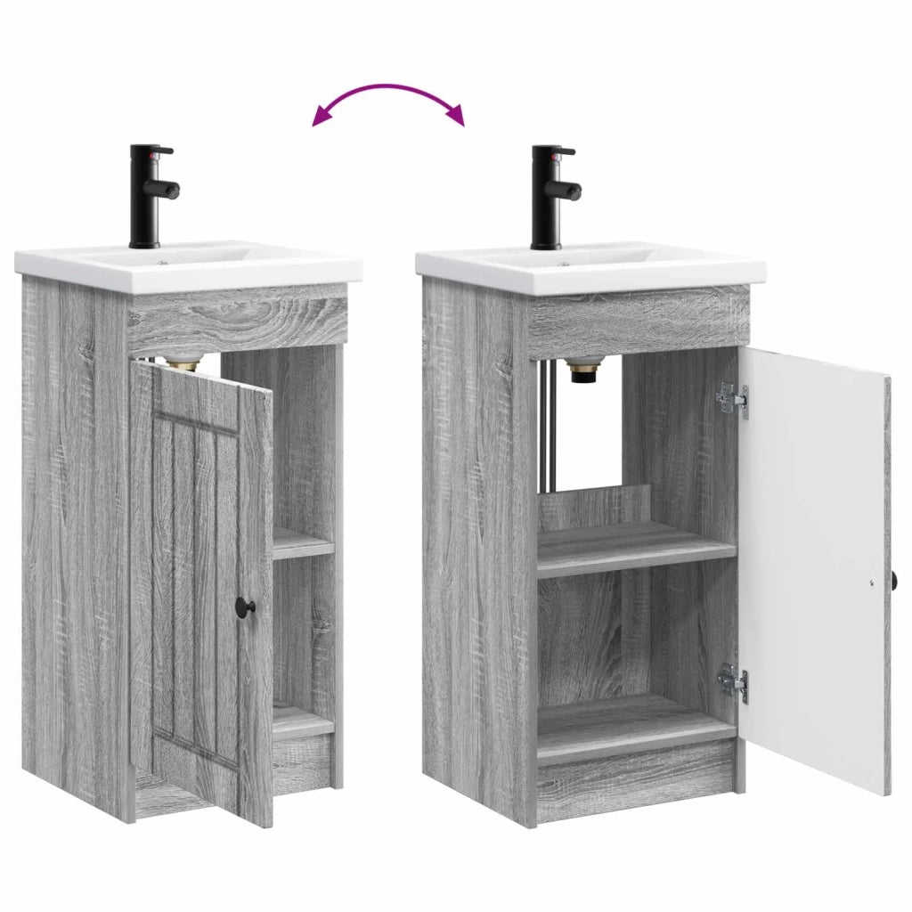 Mobile da bagno con lavabo Sonoma grigio 42 x 40 x 84,5 cm 890030