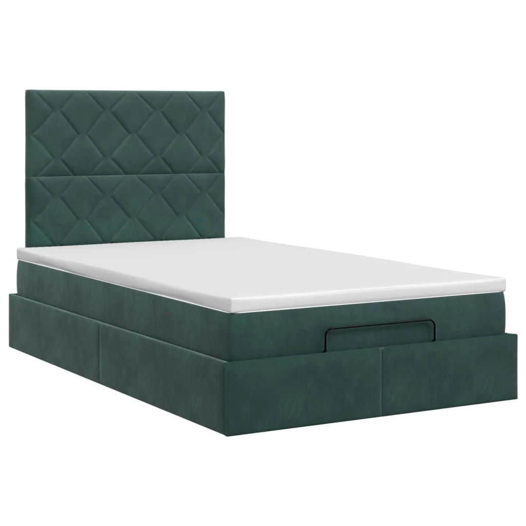 Letto ottomano con materasso Verde Scuro 120 x 190 cm Velluto 3457782
