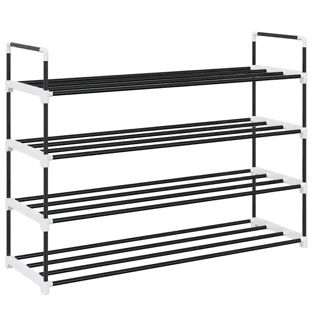 Scarpiera con 4 Ripiani in Metallo e Plastica Nero cod mxl 48724