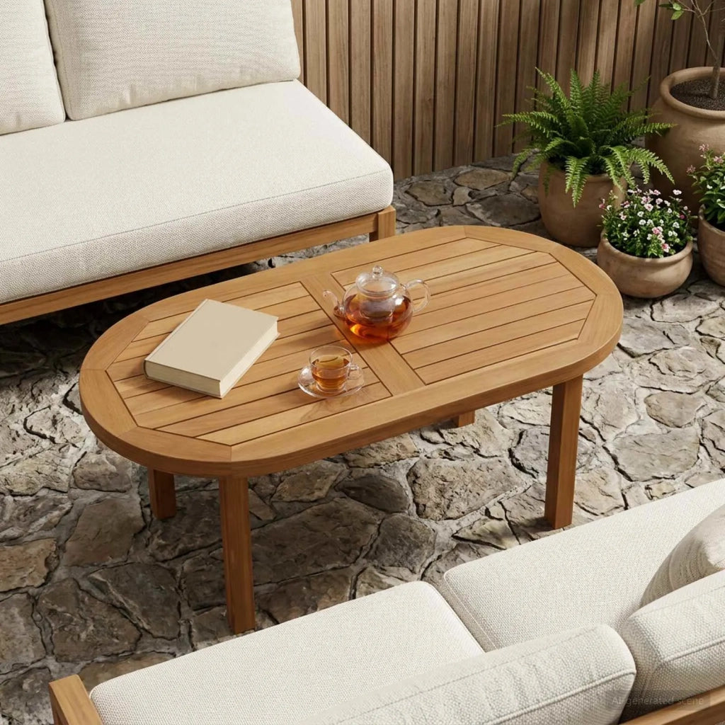 Piano del tavolo 80 x 40 x 2,5 cm Ovale Legno di teak solido 42033170