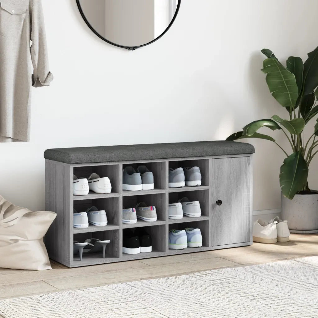 Panca Porta Scarpe-Sgabello-Panca Scarpiera Grigio Sonoma 102x32x50 cm Legno Multistrato 133290