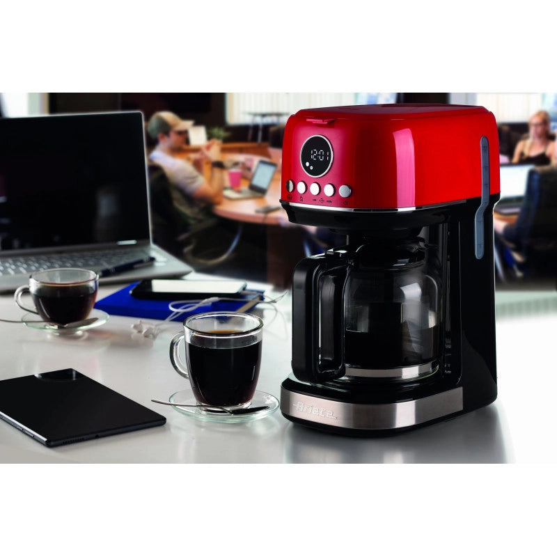 Macchina da caffè con filtro Moderna 15 tazze, base riscaldante, display LCD - Rosso