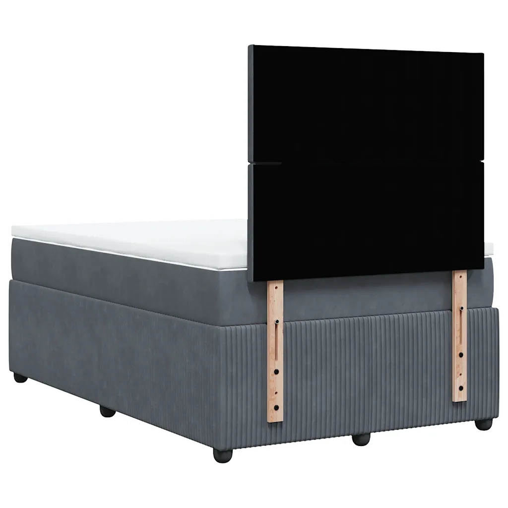 Giroletto a Molle con Materasso Grigio Scuro 120x200 cm Velluto 3292305
