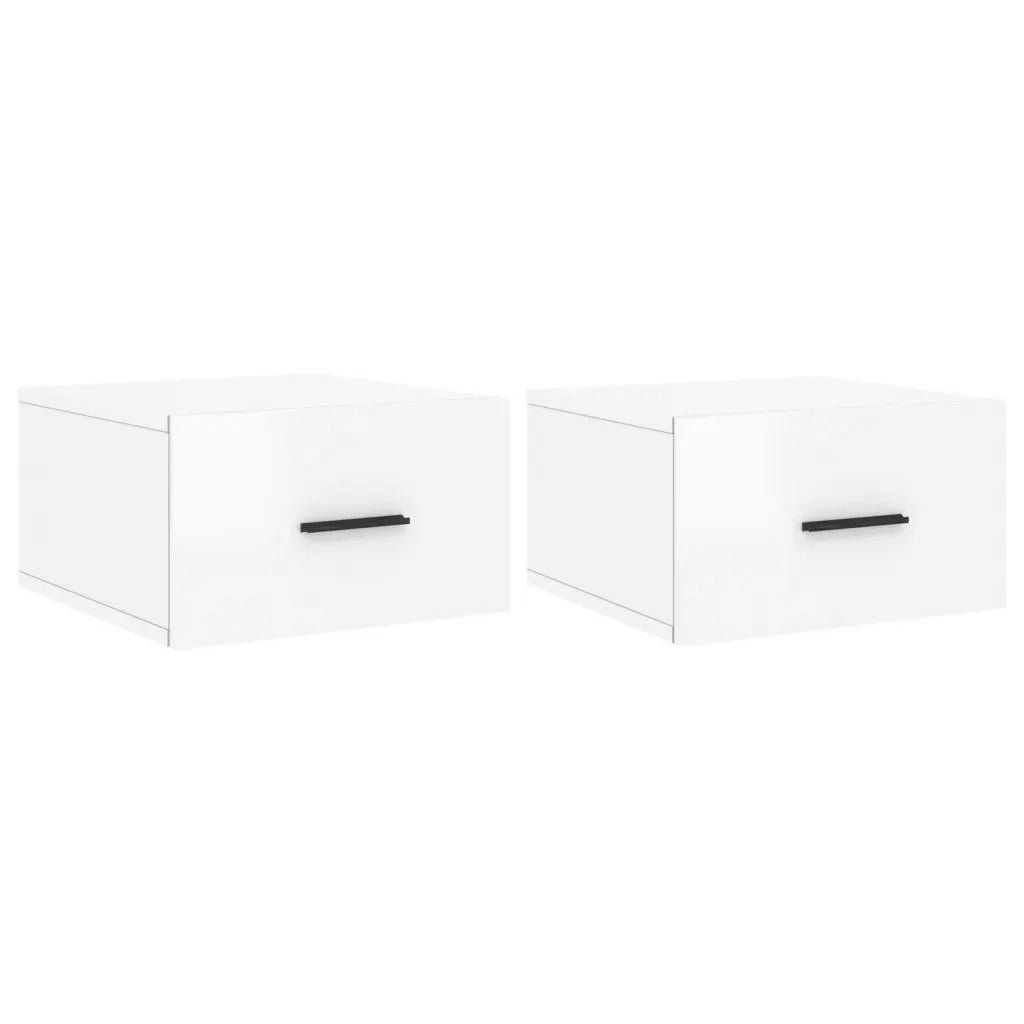 Comodini a Muro 2 pz Bianco Lucido 35x35x20 cm 829857
