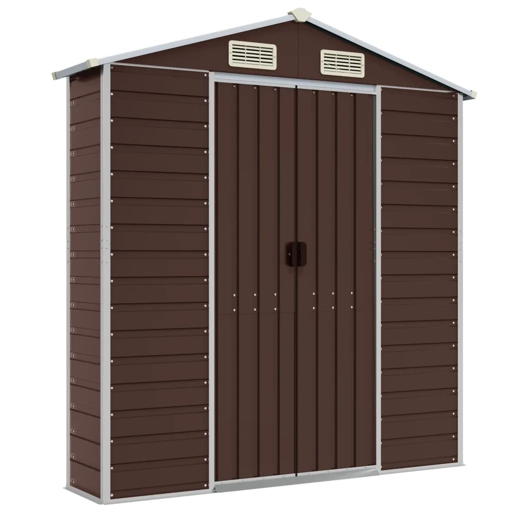 Casetta da giardino marrone 191x300x198 cm in acciaio zincato 3188266