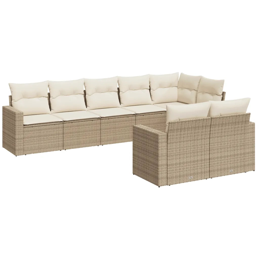 Set Divano da Giardino 8 pz con Cuscini Beige in Polyrattan 3251555