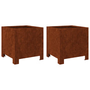 2 pz Fioriere | Cassetta per fiori | Vaso da Giardino 30x30x30 cm in Acciaio Corten