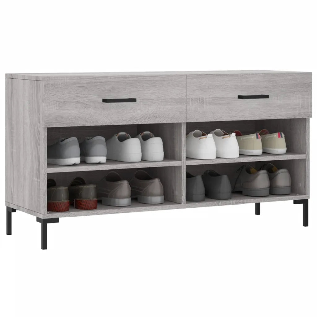 Panca Porta Scarpe | Scarpiera | Mobile per scarpe Grigio Sonoma 102x35x55 cm Legno Multistrato