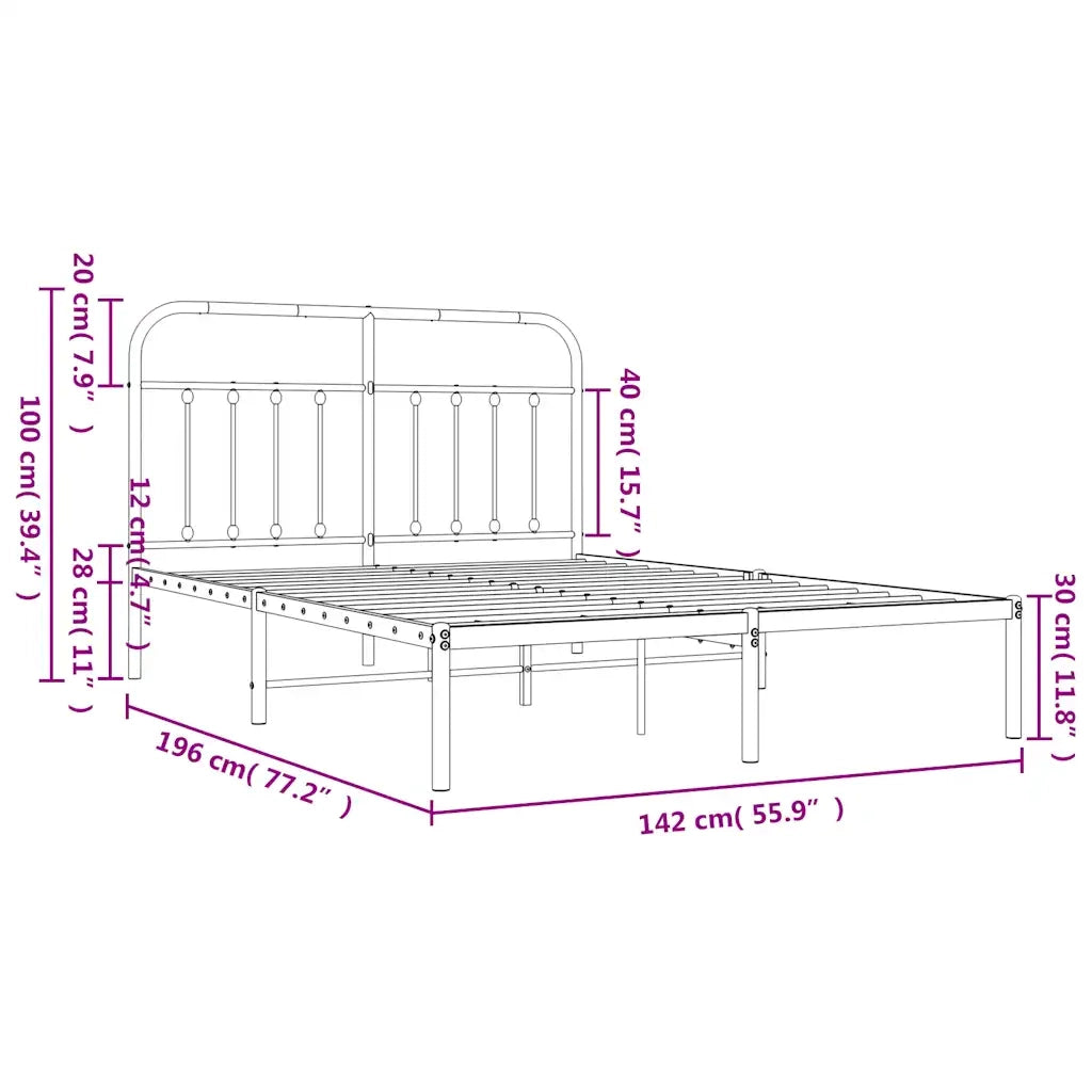 Giroletto con Testiera Metallo Bianco 135x190 cm 352626