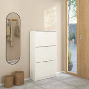 Scarpiera Irina, Mobile portascarpe, Armadio da ingresso multiuso, Mobiletto per calzature, 70x24 h124 cm, Bianco