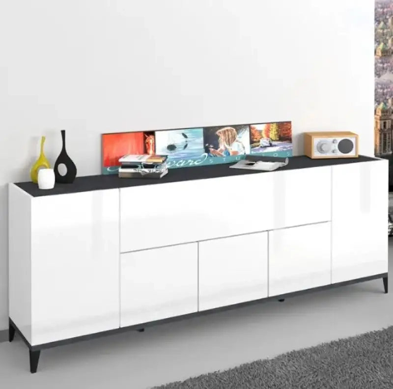 Credenza 200x40cm design 5 ante vano a ribalta ingresso soggiorno Stephanie