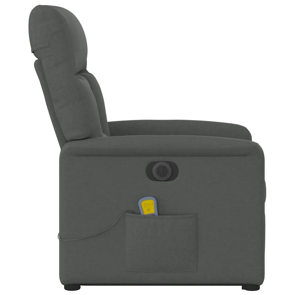 Poltrona Alzapersona Massaggi Elettrica Grigio Scuro Tessuto
