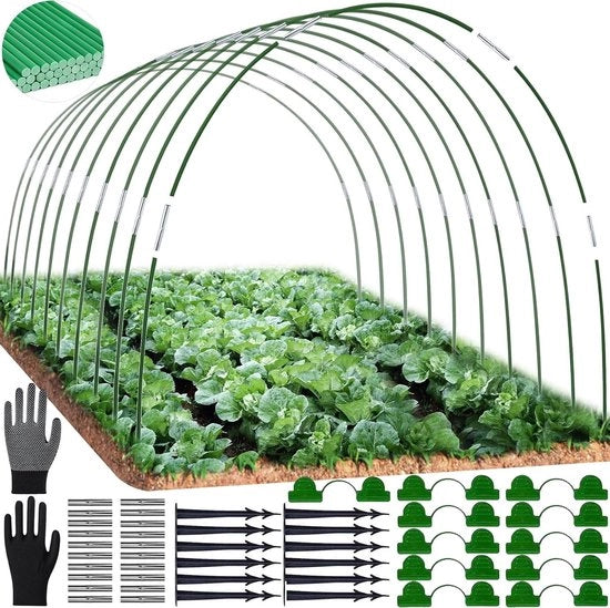 Set di tunnel per giardinaggio in acciaio - 18 pezzi - Ideale per il giardinaggio - Duraturo e resistente - Adatto per appassionati di giardinaggio - Sviluppo...