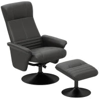 Poltrona Imbottita con Poggiapiedi, girevole, ergonomico, Tessuto Microfibra, fino a 150 kg, Nero