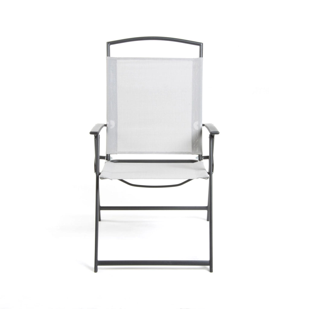 Sedia Pieghevole da Giardino  72x56x91,5 cm in Acciaio e Textline Capri Grigio Chiaro