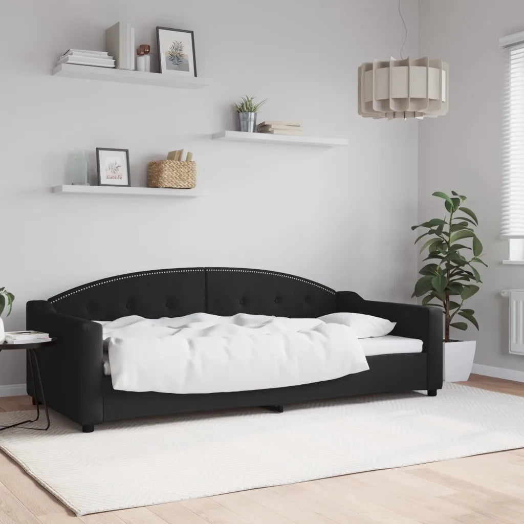 Letto singolo | Letto per adulti | Letto da Giorno Nero 90x200 cm in Tessuto