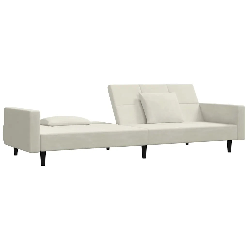 Divano Letto a 2 Posti con 2 Cuscini Crema in Vellutocod mxl 112091