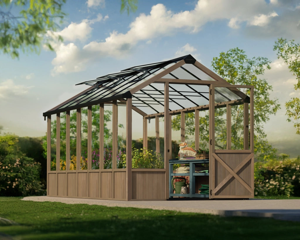 Doppio Strato Serra Da Giardino in Policarbonato  500.5X237.5X261 cm - Legno di cedro