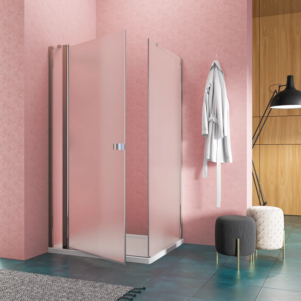 Box doccia angolare 80x95 cm in vetro 6mm opaco. con apertura a battente e parete fissa | Lang
