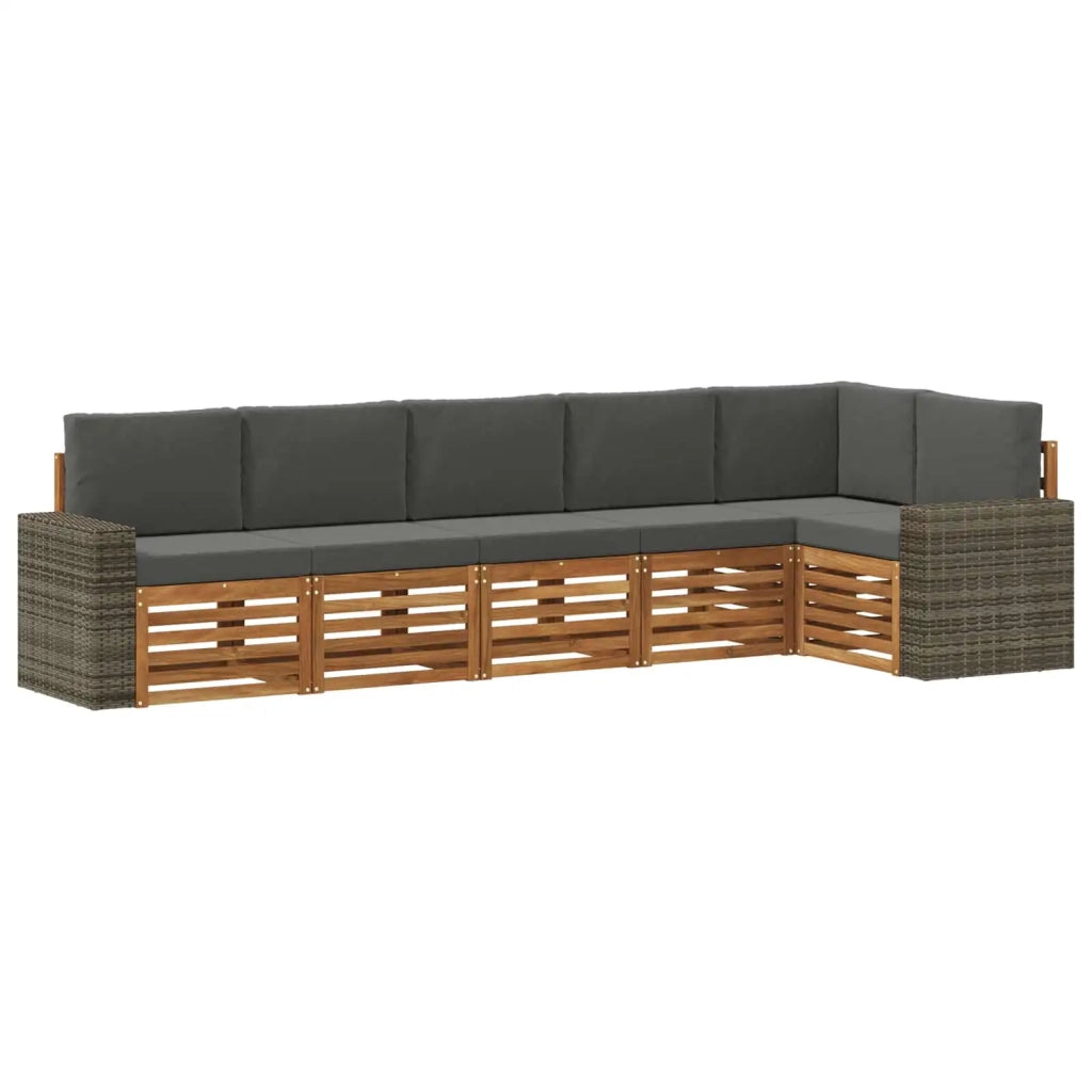 Set di divani da esterno 6 pz Naturale e Antracite Poliestere 3384428