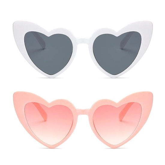 Sole bruna UV400 protezione - Design a forma di cuore - Leggero - 2 pezzi - Stile retro - Supporto nasale comodo - Occhiali da sole per cuori