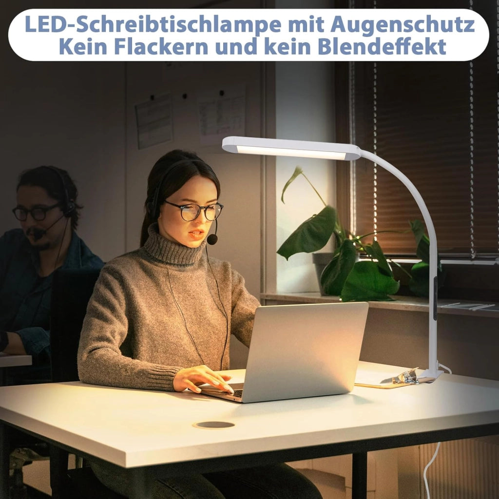 ZMH Lampada da tavolo LED 11W dimmerabile a clip con spina per soggiorno ufficio