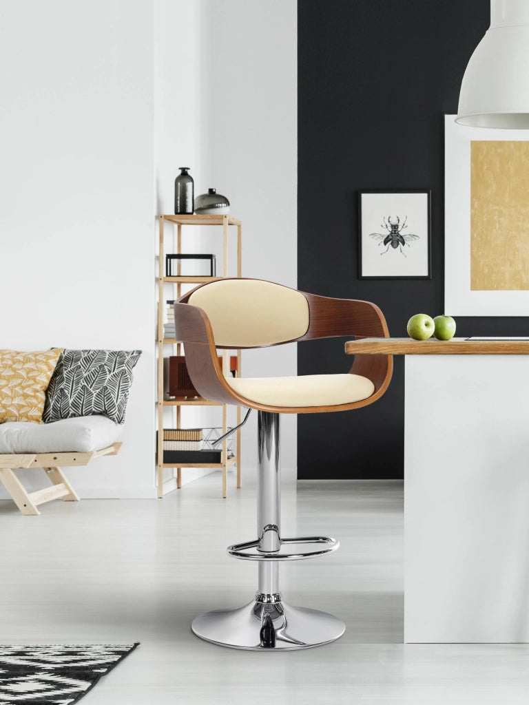 Sgabello Kingston in Similpelle Noce/crema