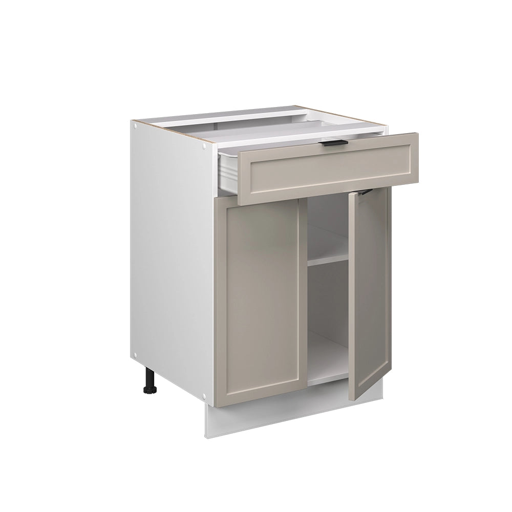 Mobiletto base per cucina Fame-Line GrigioBeige/Bianco 60 cm con cassetto, PL Rovere Vicco
