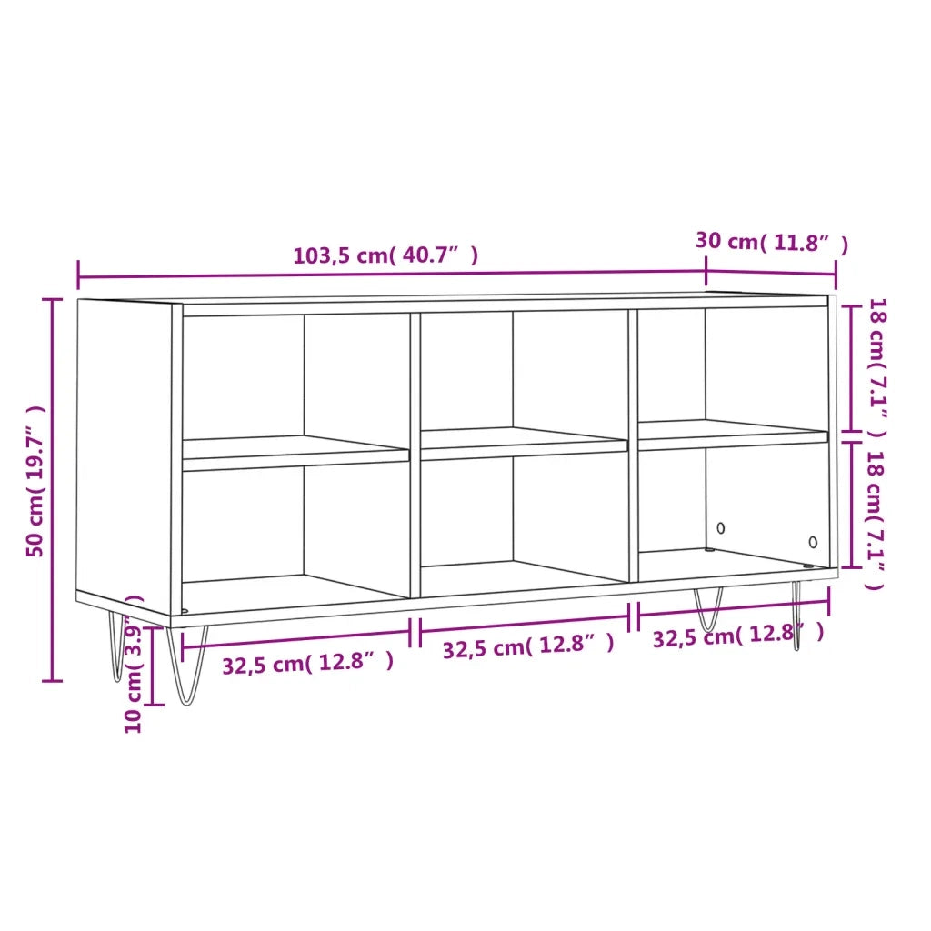 Mobile Porta TV Rovere Fumo 103,5x30x50 cm in Legno Multistrato 826993