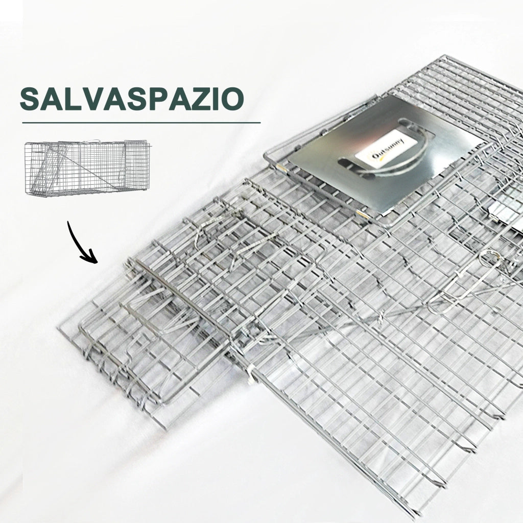 Gabbia per Animali Pieghevole in Acciaio ¨C zephmum ¨C Argento 81x26x34.5cm