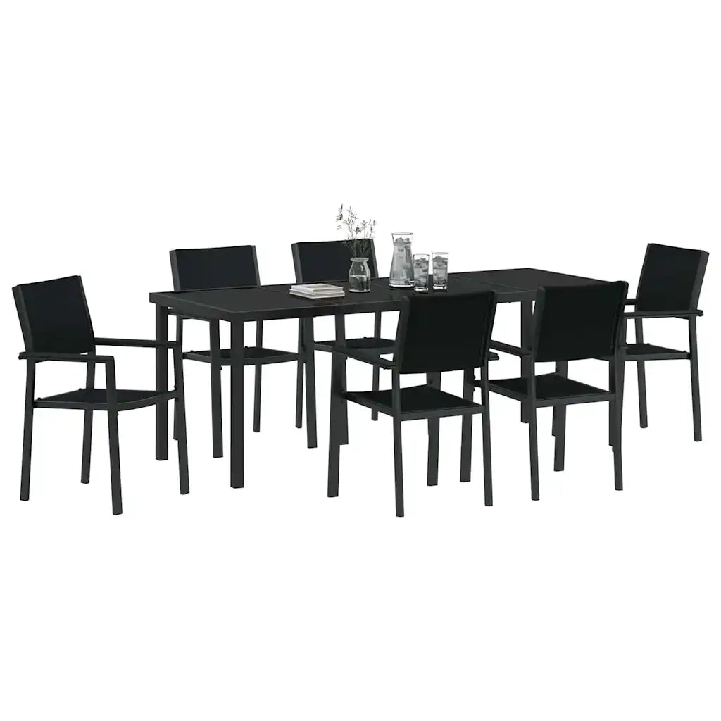Set da Pranzo per Giardino 7 pcs Nero 3379154