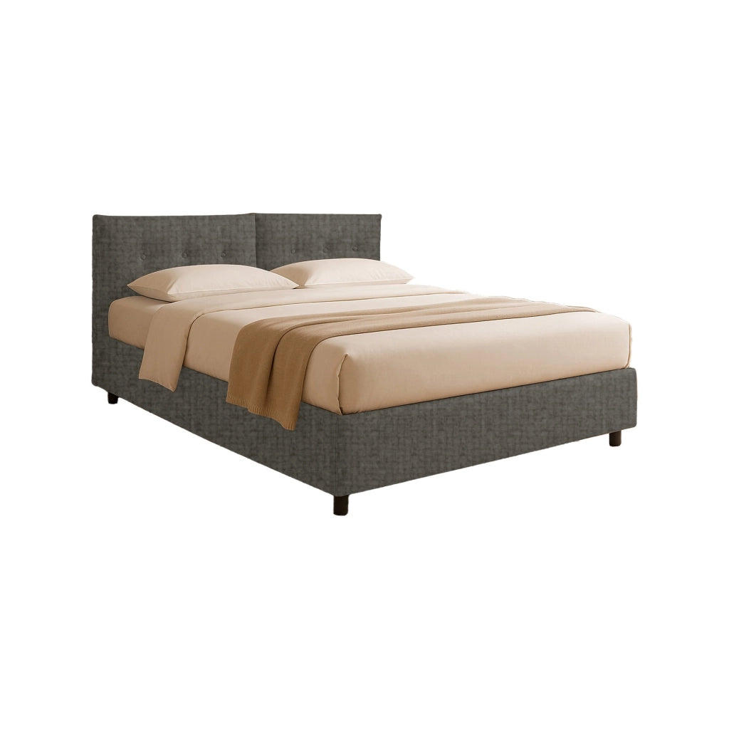 Derby, Letto Matrimoniale Sfoderabile Made in Italy, Grigio Tortora