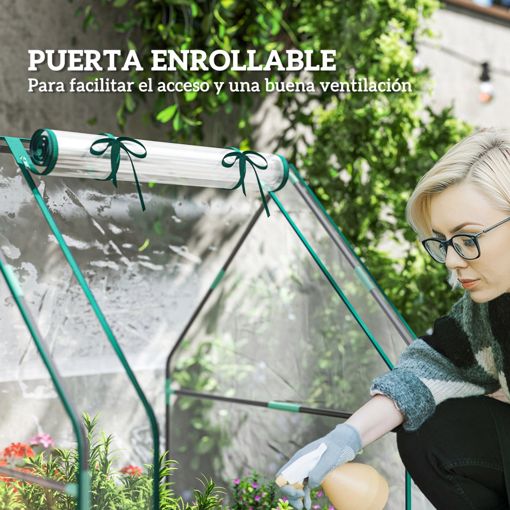 Serra da Giardino con Porta e Base Impermeabile ¨C Xylo ¨C Telaio Acciaio 90x90x105 cm Trasparente