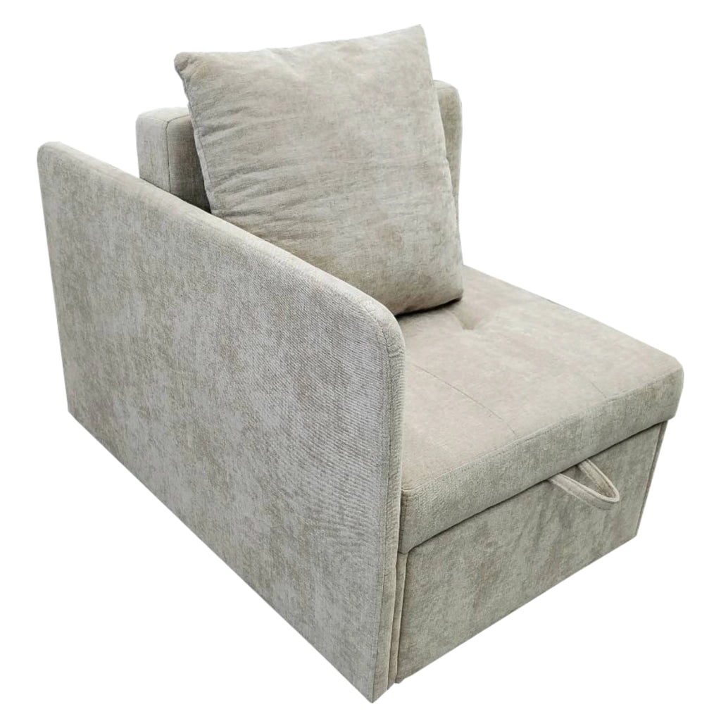 Divano Letto 3 in 1 in Tessuto di Lino, Schienale Reclinabile a 5 Posizioni, Beige, Struttura Salvaspazio