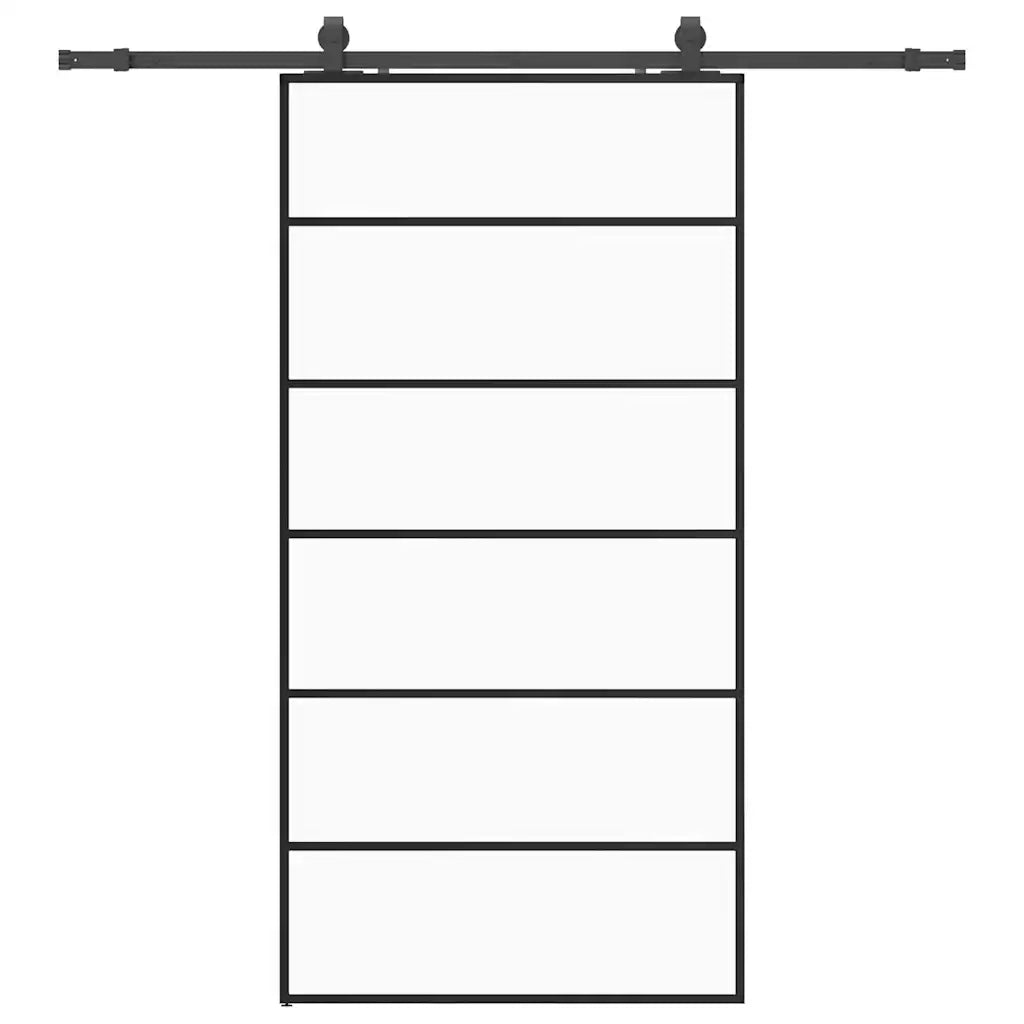 Porta Scorrevole con Ferramenta Nera 102x205 cm in Vetro ESG 3375849