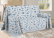 Telo Arredo Multiuso Linea Pensieri Delicati In 100% Cotone Disegno Oceano - Singolo - Bianco