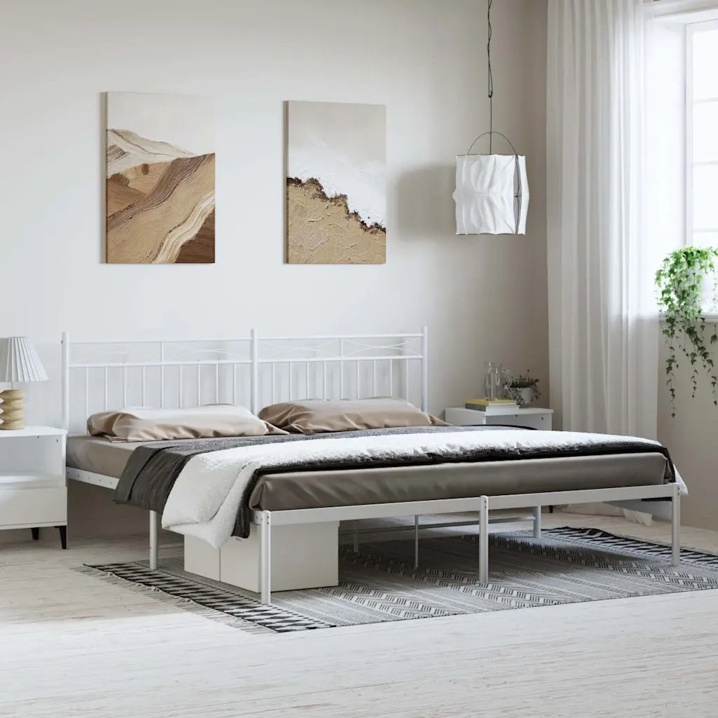 Giroletto con Testiera-Struttura Letto con testiera Metallo Bianco 193x203 cm 428700