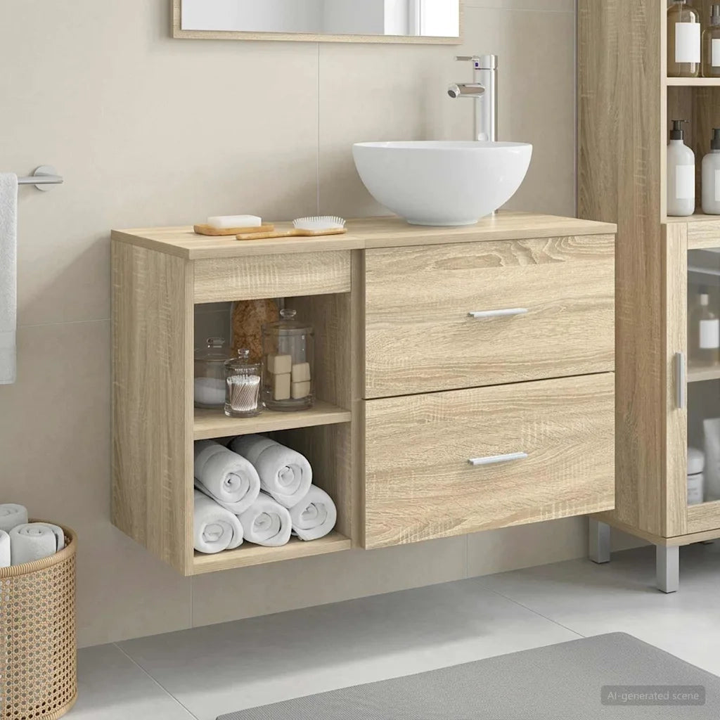Set di mobili per il bagno 2 pcs Rovere Sonoma 3403874