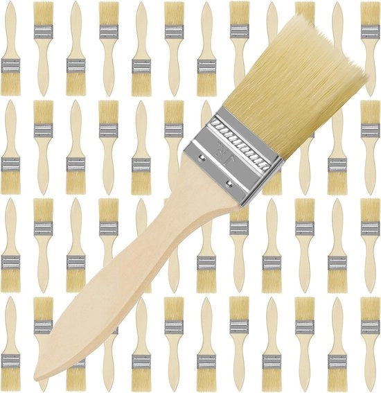 Set di pennelli per verniciare 381cm - 48 pezzi con manico in legno per verniciare, stuccare, imbiancare, incollare - uso professionale e DIY