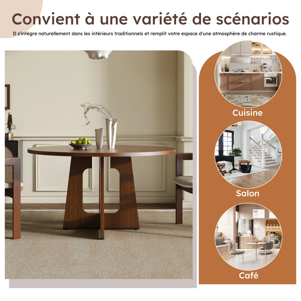 TAVOLO Rotondo Ø 120 cm in MDF color Noce per 4-6 persone