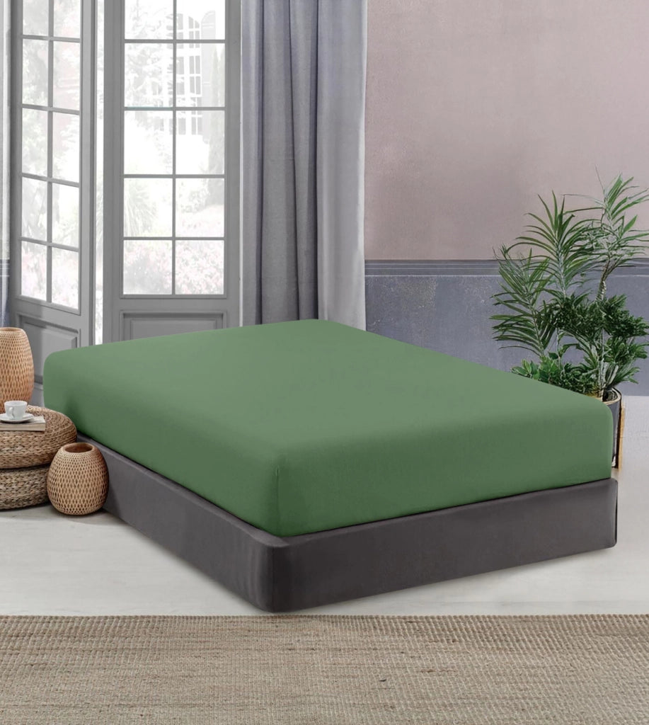 Lenzuolo Sotto No Stiro Con Angoli Elasticizzati Tinta Unita Effetto Raso Fino 27 Cm Lenzuola Microfibra Anallrgica Letto Coprimaterasso  Salvia - Piazza e mezza