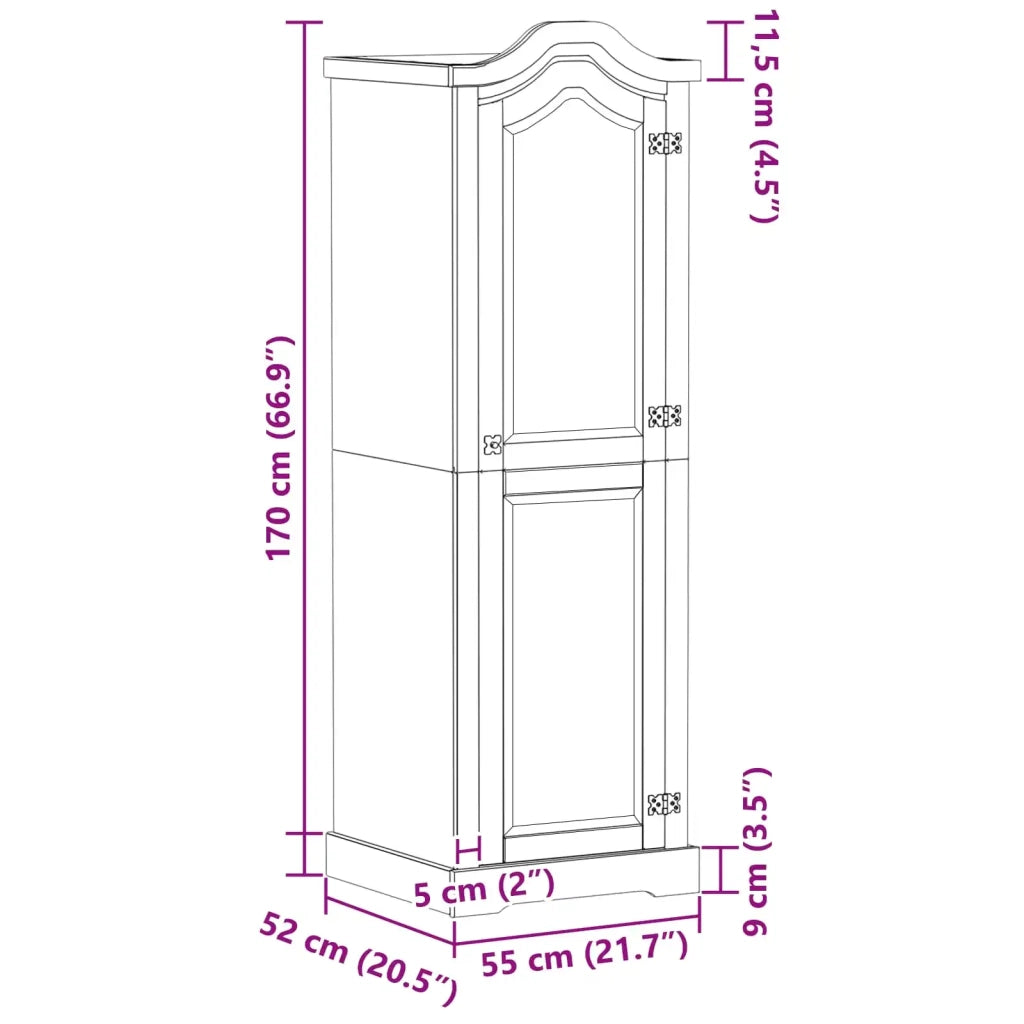 Armadi con lo scaffale Bianco 55 x 52 x 170 cm Pino massello CFW4306799